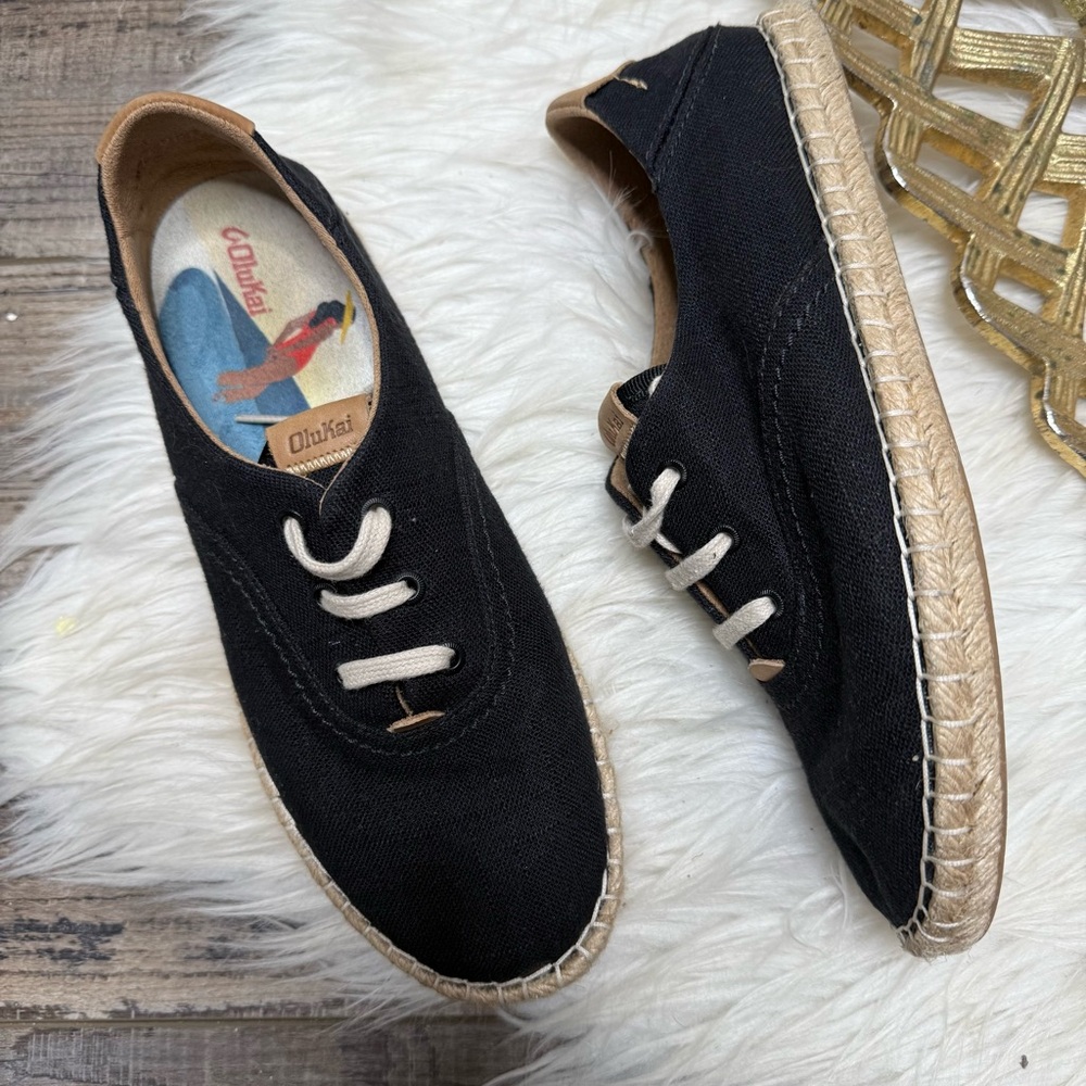 Olukai Black Canvas Shoes Sneakers